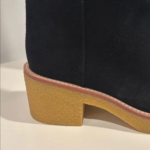 Stuart Weitzman NWT Montana Slouch Black Suede Knee-High Boots with Tan Sole - Picture 3 of 7